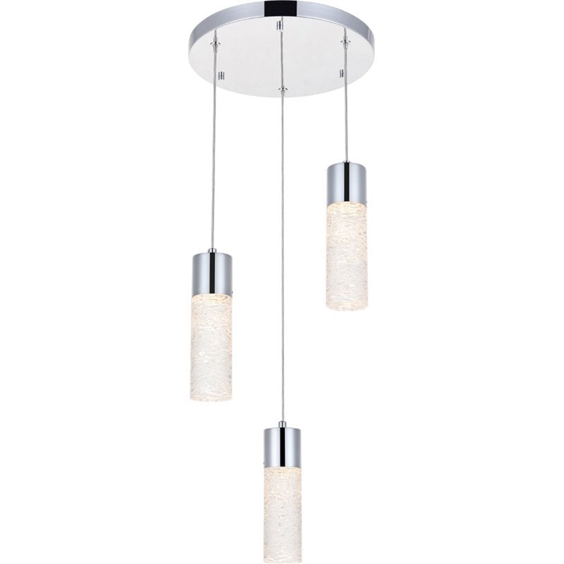 Elegant Lighting Constellation 3 Light Clear LED Pendant in Chrome