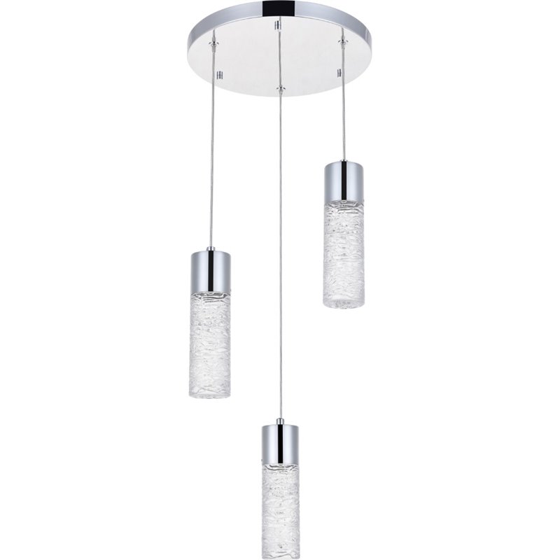 Elegant Lighting Constellation 3 Light Clear LED Pendant in Chrome