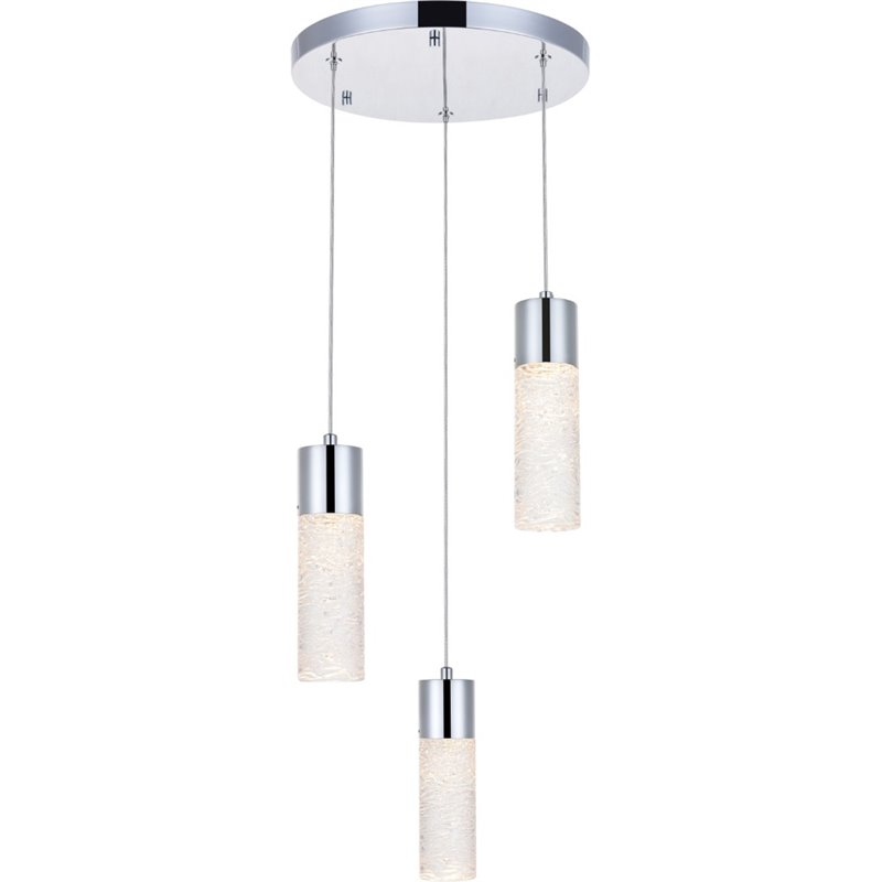 Elegant Lighting Constellation 3 Light Clear LED Pendant in Chrome