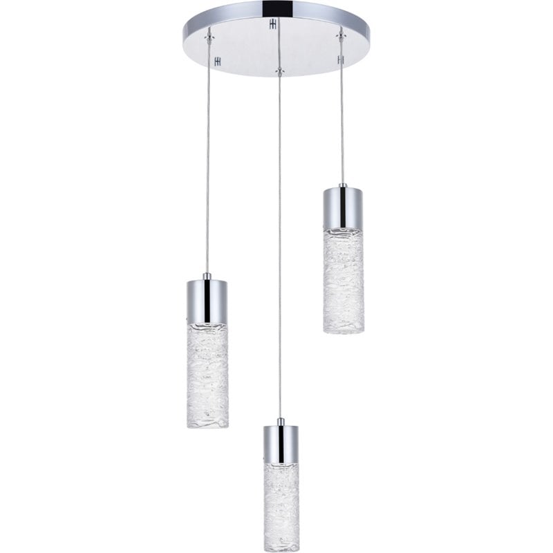 Elegant Lighting Constellation 3 Light Clear LED Pendant in Chrome