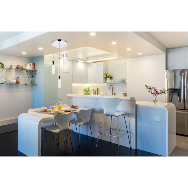 Elegant Lighting Constellation 3 Light Clear LED Pendant in Chrome