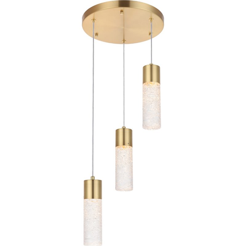 Elegant Lighting Constellation 3 Light Clear LED Pendant in Gold