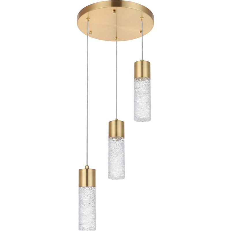 Elegant Lighting Constellation 3 Light Clear LED Pendant in Gold