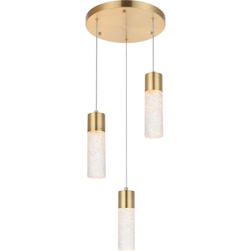 Elegant Lighting Constellation 3 Light Clear LED Pendant in Gold