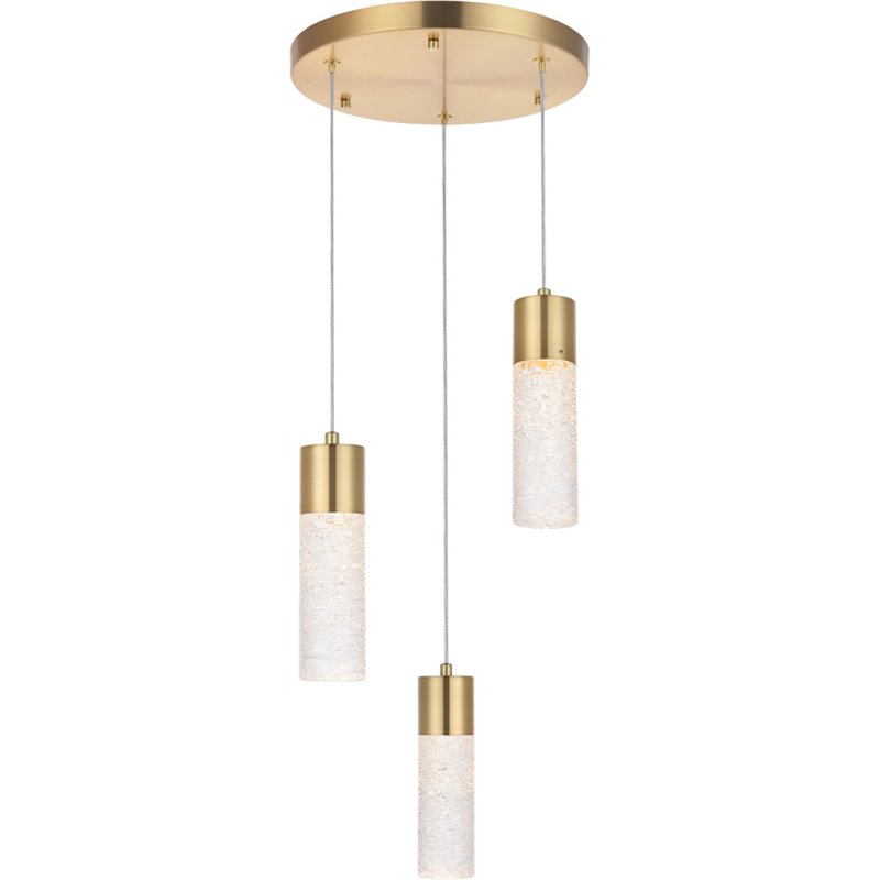 Elegant Lighting Constellation 3 Light Clear LED Pendant in Gold