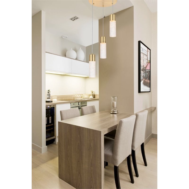 Elegant Lighting Constellation 3 Light Clear LED Pendant in Gold
