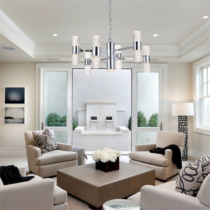 Elegant Lighting Vega 2 Tier 13 Light Clear LED Chandelier in Chrome