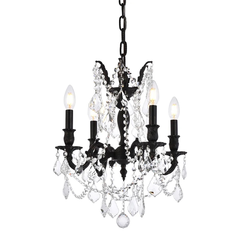 Elegant Lighting Rosalia 4 Lights Traditional Brass Chandelier in Bronze