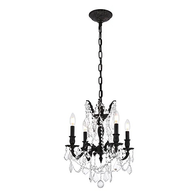 Elegant Lighting Rosalia 4 Lights Traditional Brass Chandelier in Bronze