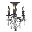 Elegant Lighting Rosalia 3 Lights Traditional Brass Semi Flush Mount in Bronze