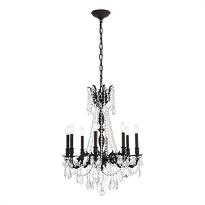 Elegant Lighting Rosalia 8-Light Brass & Crystal Chandelier in Dark Bronze