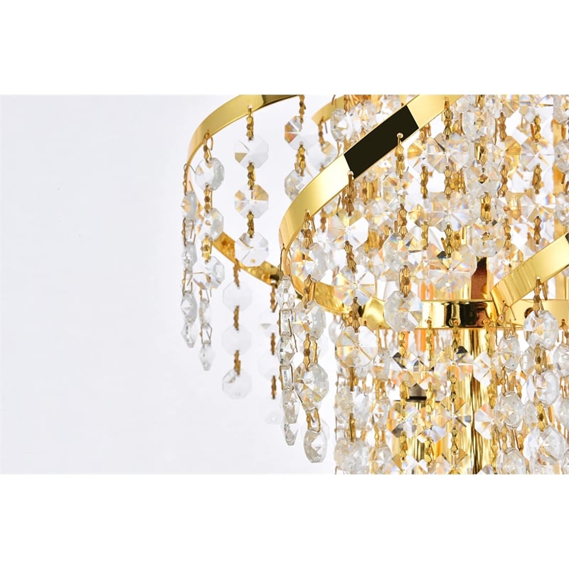 Elegant Lighting Belenus 6 Light Royal Cut Crystal Steel Chandelier in Gold
