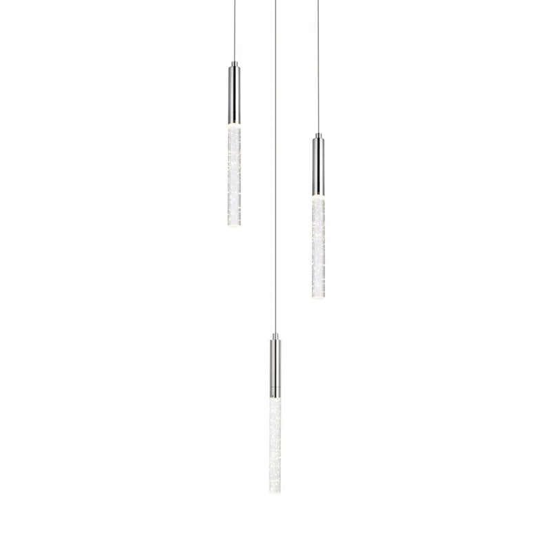 Elegant Lighting Ruelle 3-Lights Modern Aluminum and Metal Pendant in Chrome