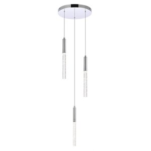 Elegant Lighting Ruelle 3-Lights Modern Aluminum and Metal Pendant in Chrome