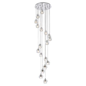 Elegant Lighting Eren 18-Light Stainless Steel & Glass Pendant in Chrome