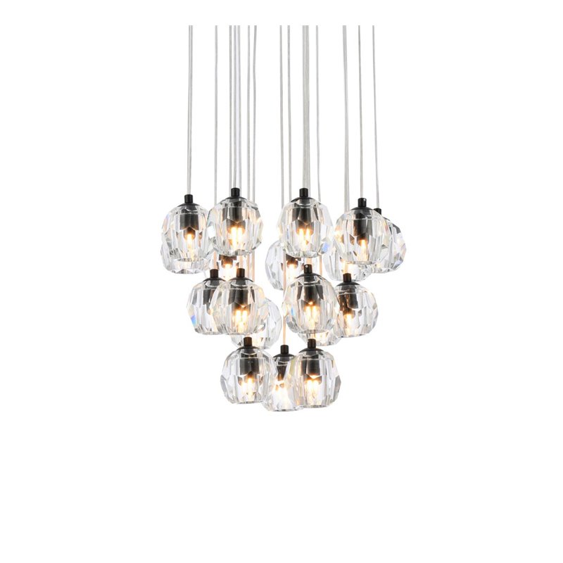 Elegant Lighting Eren 18-Light Stainless Steel and Glass Pendant in Black