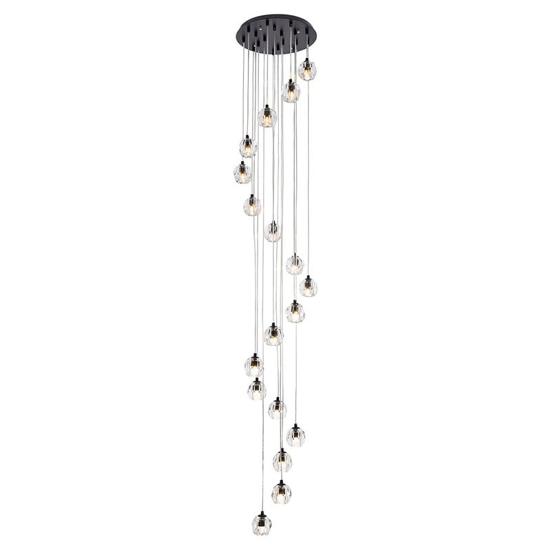 Elegant Lighting Eren 18-Light Stainless Steel and Glass Pendant in Black
