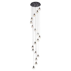Elegant Lighting Eren 18-Light Stainless Steel and Glass Pendant in Black