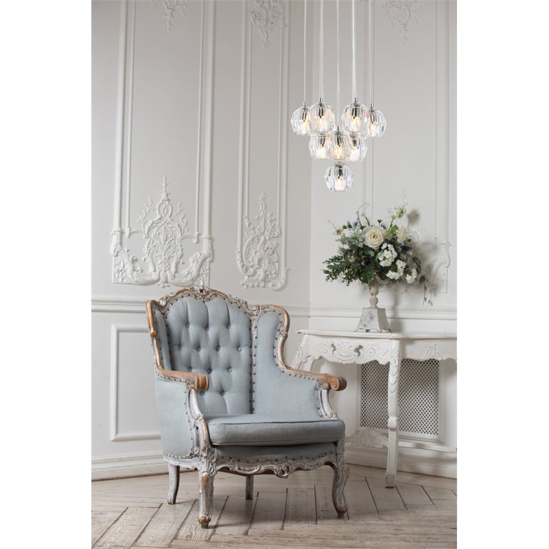 Elegant Lighting Eren 10-Light Stainless Steel and Glass Pendant in Chrome