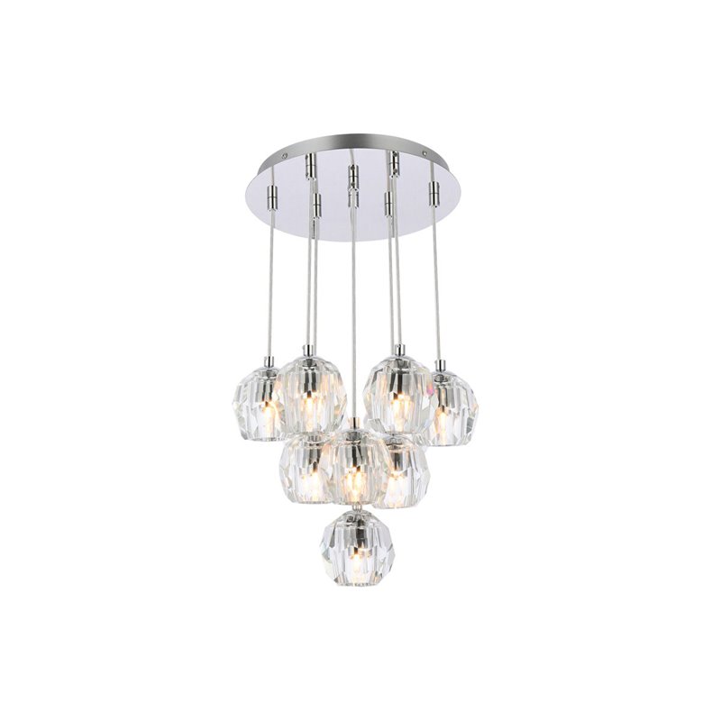 Elegant Lighting Eren 10-Light Stainless Steel and Glass Pendant in Chrome