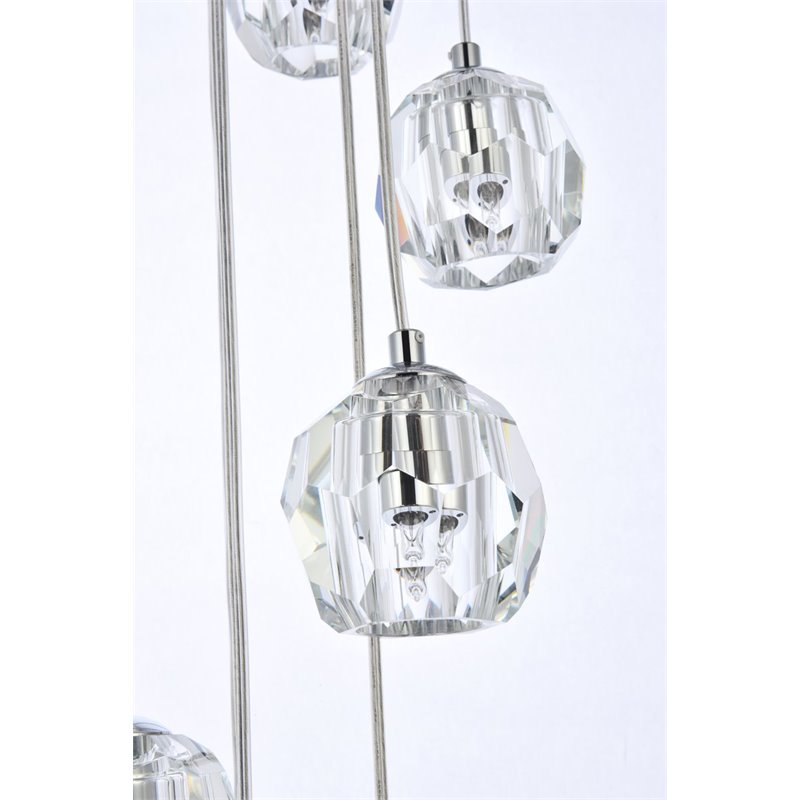 Elegant Lighting Eren 10-Light Stainless Steel and Glass Pendant in Chrome