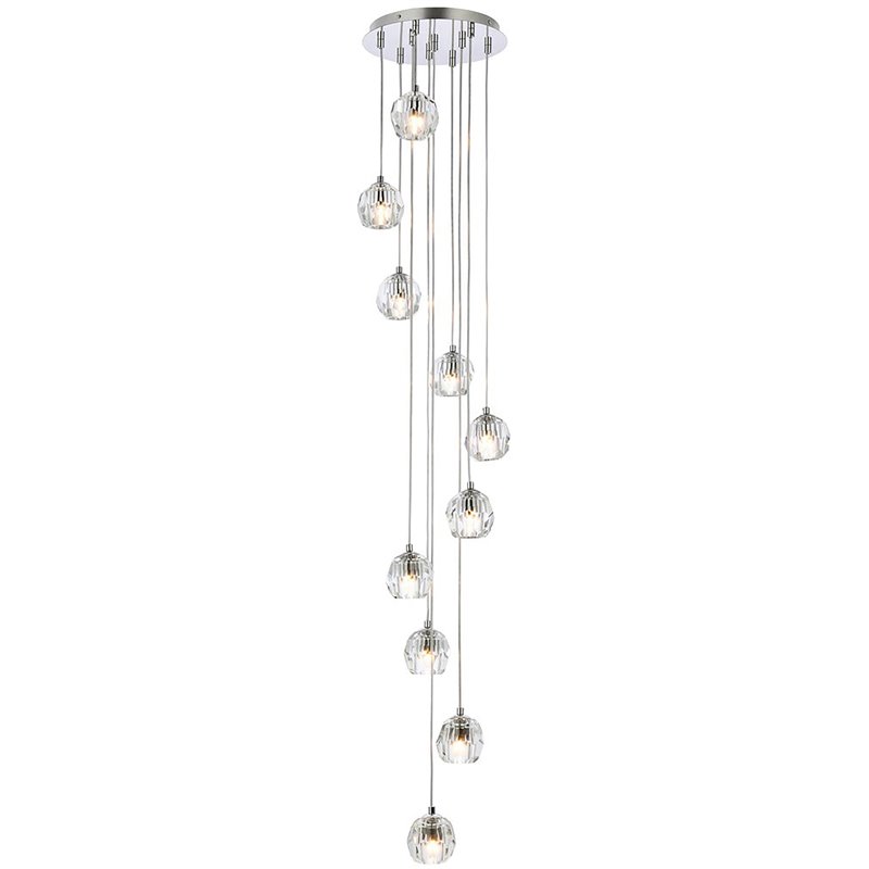 Elegant Lighting Eren 10-Light Stainless Steel and Glass Pendant in Chrome