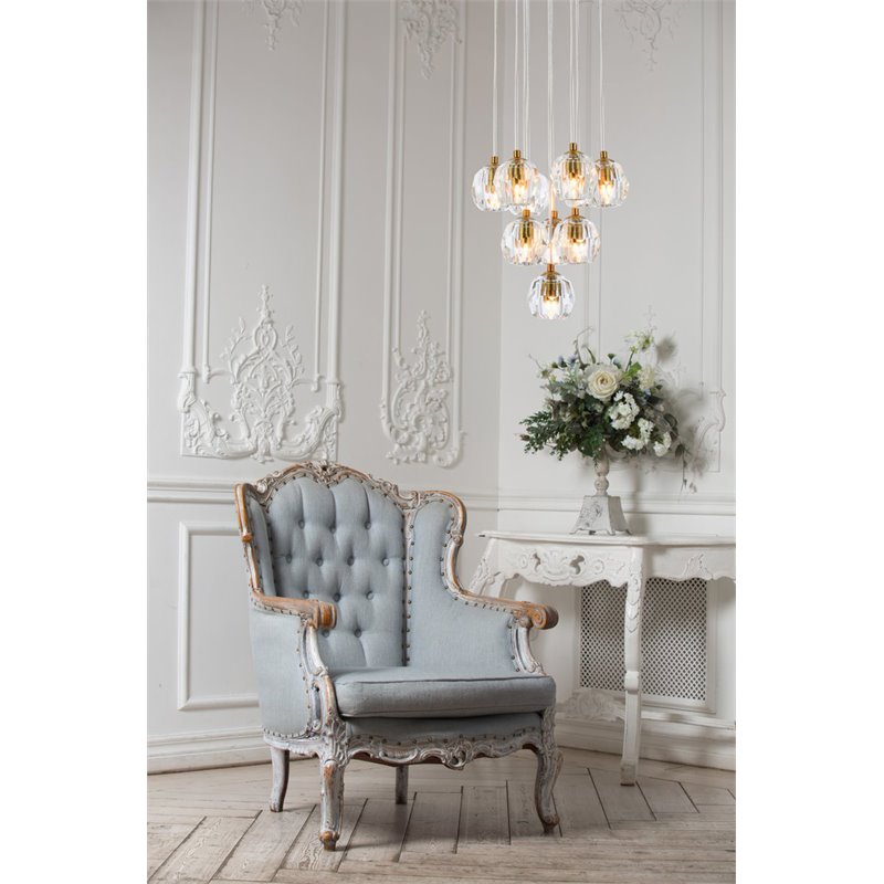 Elegant Lighting Eren 10-Light Stainless Steel and Glass Pendant in Gold