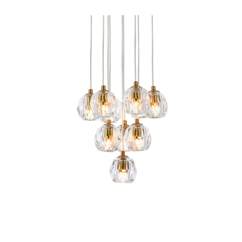 Elegant Lighting Eren 10-Light Stainless Steel and Glass Pendant in Gold