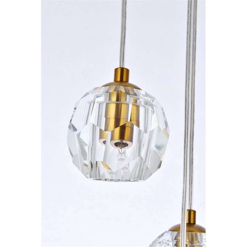 Elegant Lighting Eren 10-Light Stainless Steel and Glass Pendant in Gold