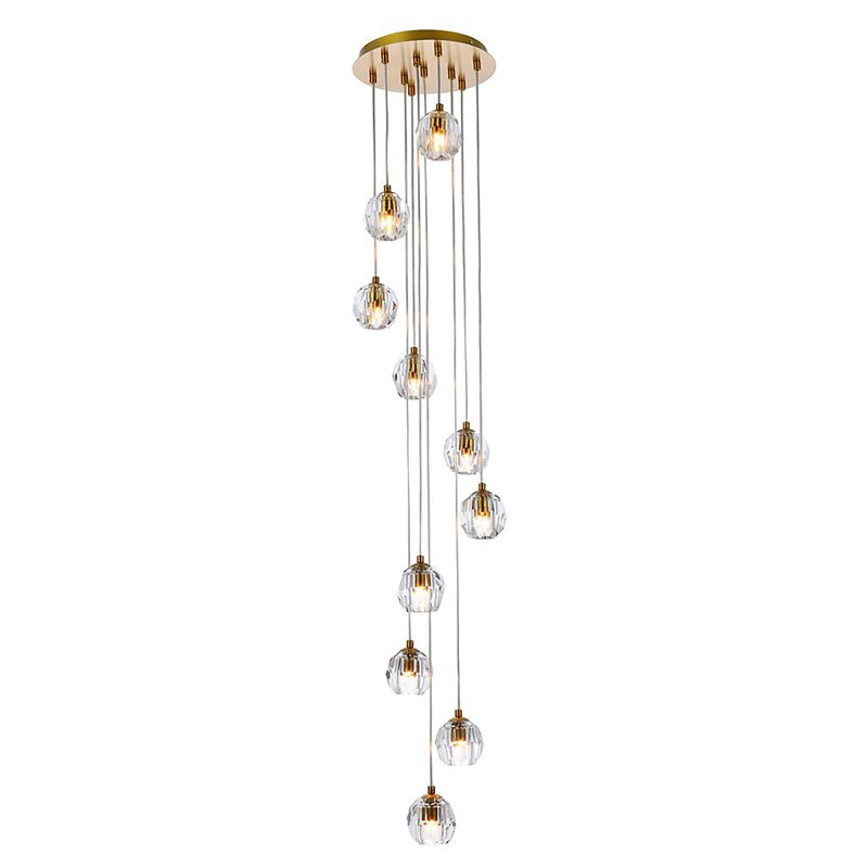 Elegant Lighting Eren 10-Light Stainless Steel and Glass Pendant in Gold