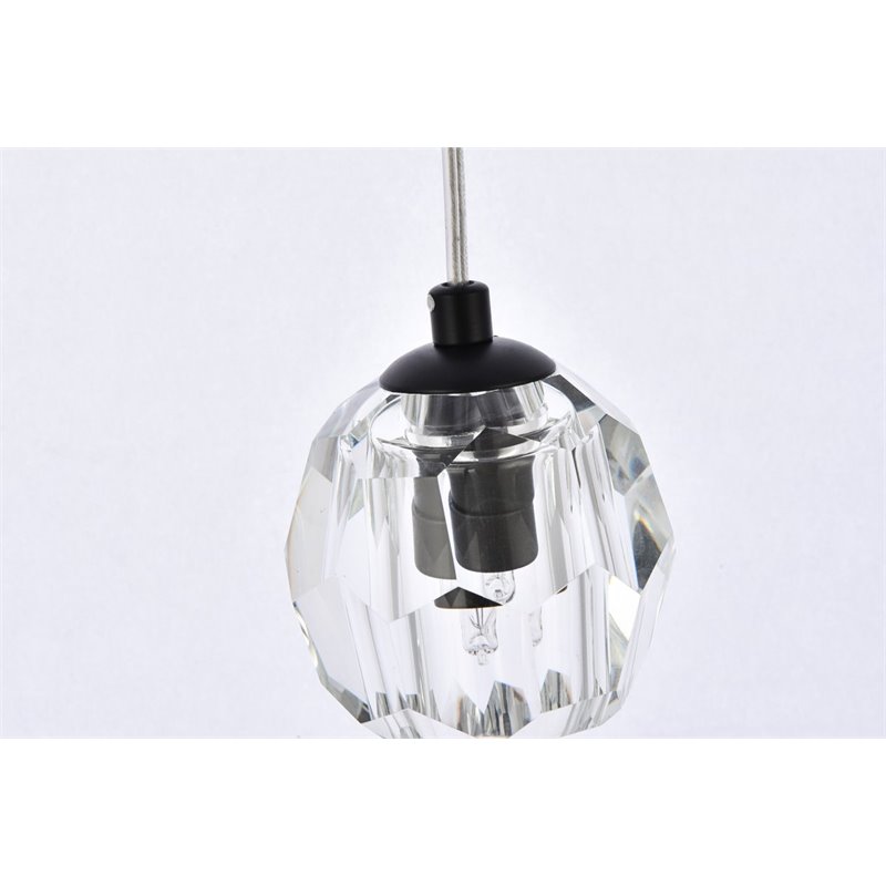 Elegant Lighting Eren 10-Light Stainless Steel and Glass Pendant in Black