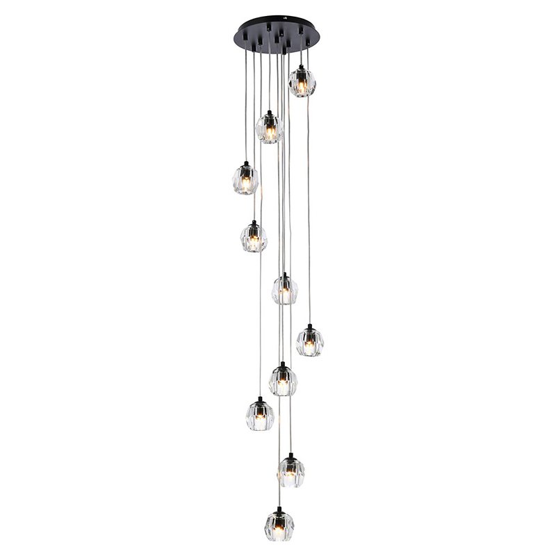 Elegant Lighting Eren 10-Light Stainless Steel and Glass Pendant in Black