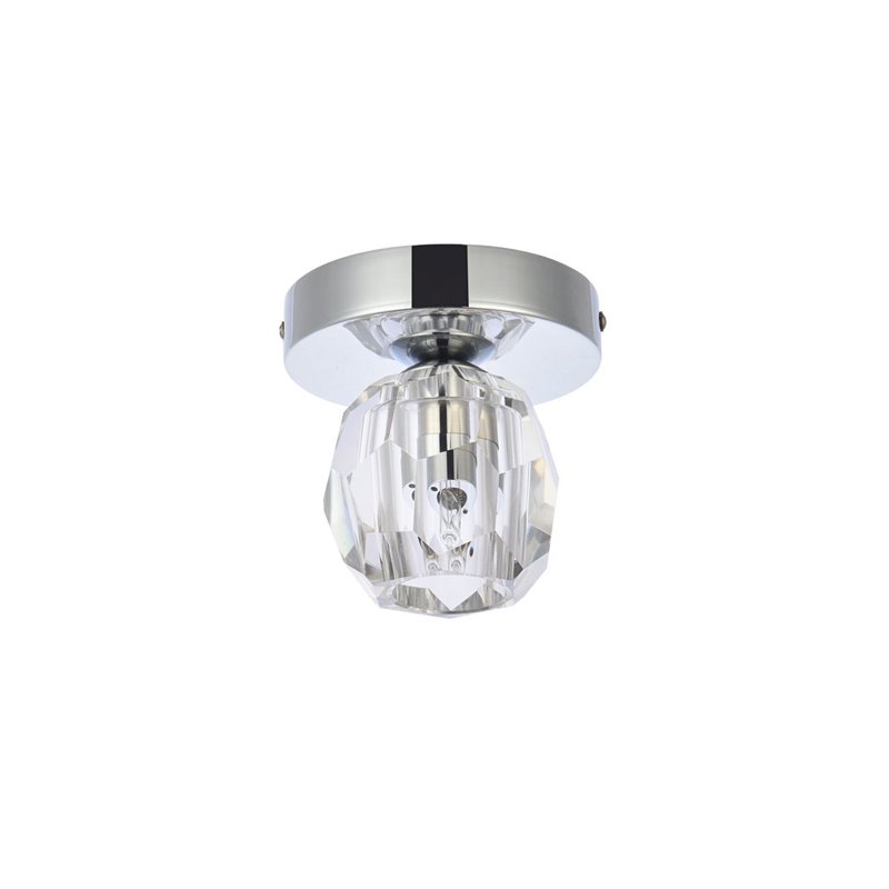 Elegant Lighting Eren 1-Light Stainless Steel and Glass Flush Mount in Chrome