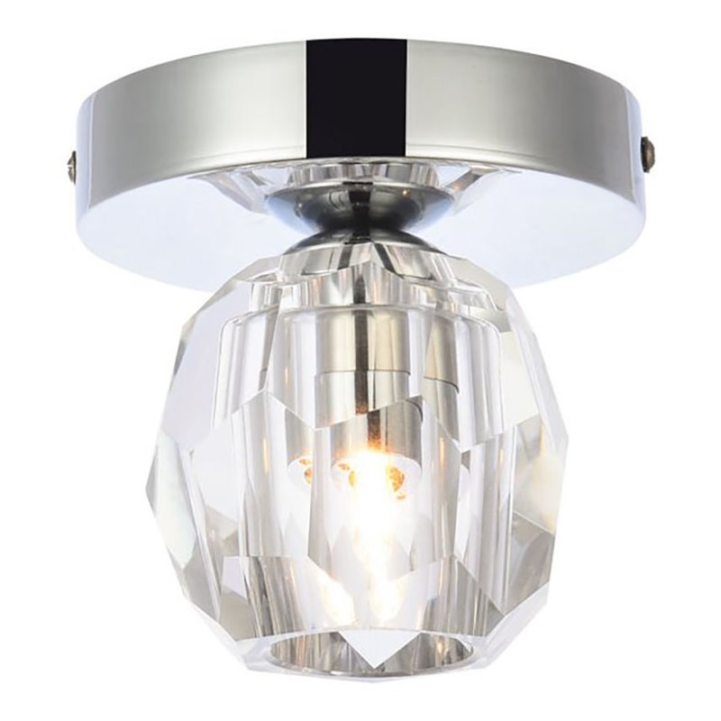 Elegant Lighting Eren 1-Light Stainless Steel and Glass Flush Mount in Chrome