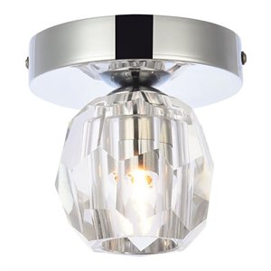 Elegant Lighting Eren 1-Light Stainless Steel and Glass Flush Mount in Chrome