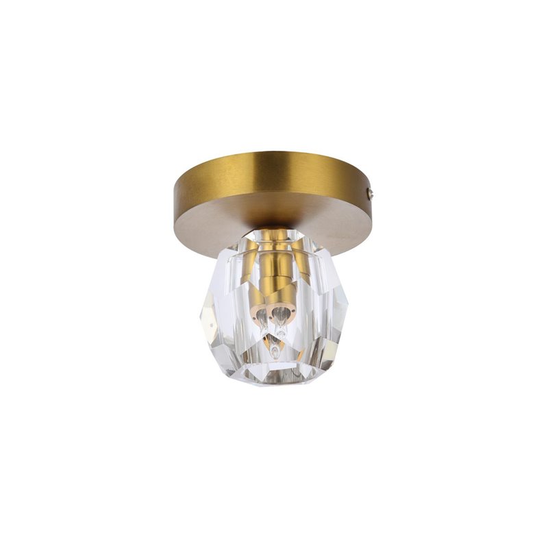 Elegant Lighting Eren 1-Light Stainless Steel and Glass Flush Mount in Gold