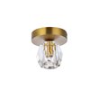 Elegant Lighting Eren 1-Light Stainless Steel and Glass Flush Mount in Gold