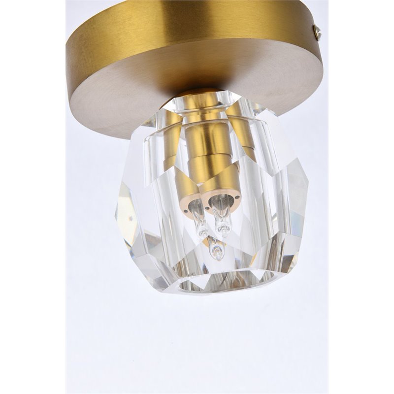 Elegant Lighting Eren 1-Light Stainless Steel and Glass Flush Mount in Gold