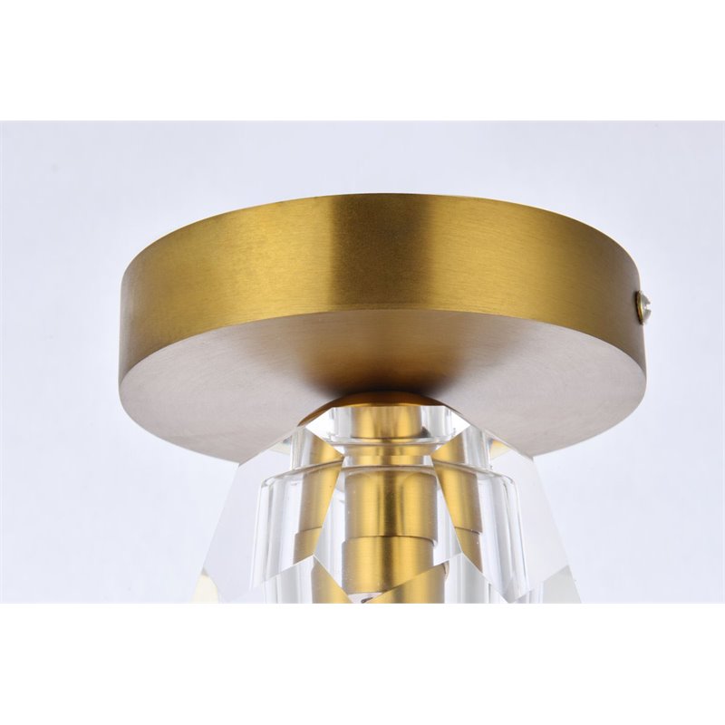 Elegant Lighting Eren 1-Light Stainless Steel and Glass Flush Mount in Gold