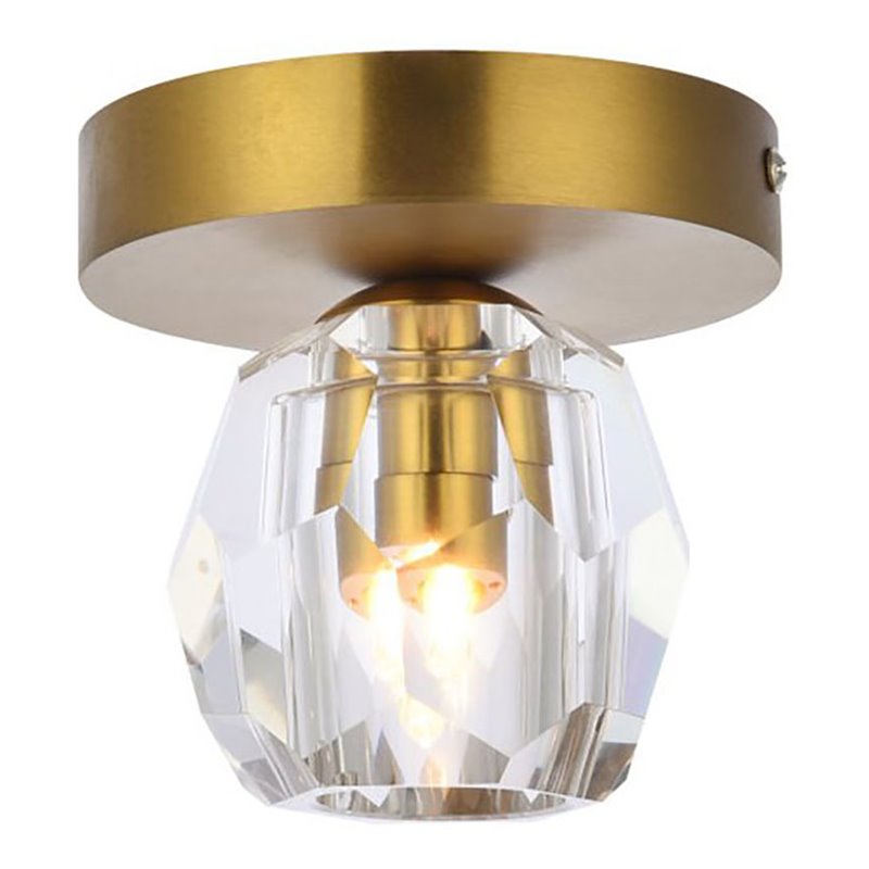 Elegant Lighting Eren 1-Light Stainless Steel and Glass Flush Mount in Gold