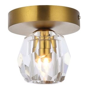 Elegant Lighting Eren 1-Light Stainless Steel and Glass Flush Mount in Gold