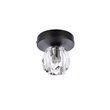 Elegant Lighting Eren 1-Light Stainless Steel and Glass Flush Mount in Black