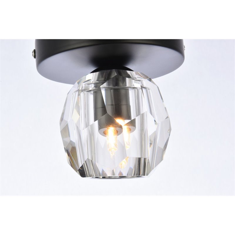 Elegant Lighting Eren 1-Light Stainless Steel and Glass Flush Mount in Black