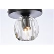 Elegant Lighting Eren 1-Light Stainless Steel and Glass Flush Mount in Black