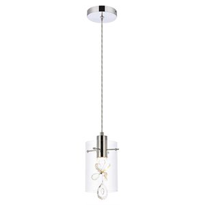 Elegant Lighting Hana 1-Light Aluminum Glass and Metal Pendant in Chrome