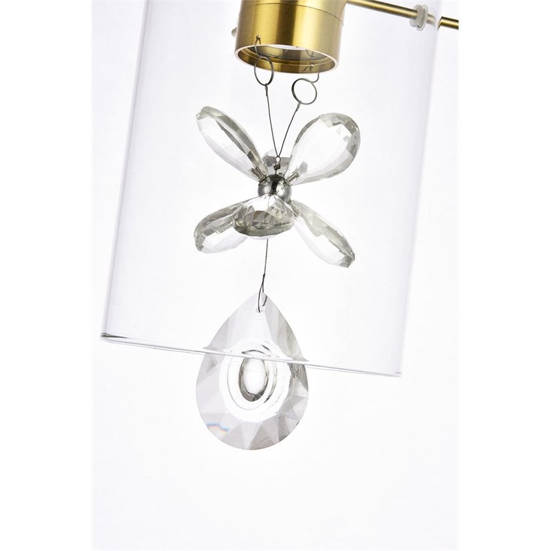 Elegant Lighting Hana 1-Light Aluminum Glass and Metal Pendant in Gold