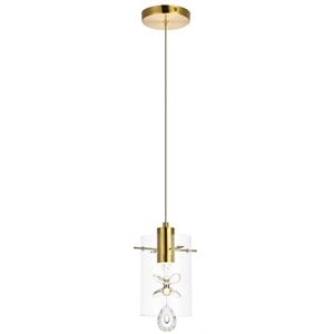 Elegant Lighting Hana 1-Light Aluminum Glass and Metal Pendant in Gold