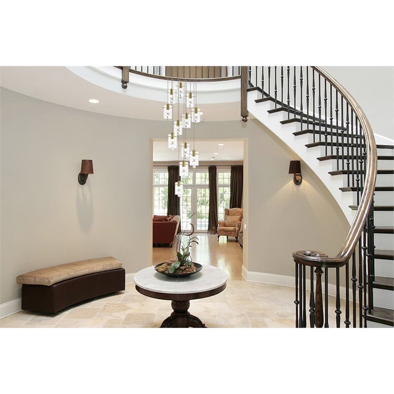 Elegant Lighting Hana 12-Lights Aluminum Glass and Metal Pendant in Gold