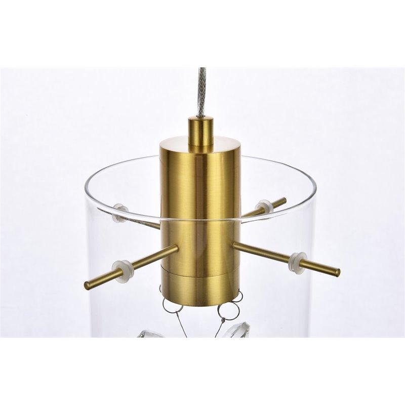 Elegant Lighting Hana 12-Lights Aluminum Glass and Metal Pendant in Gold