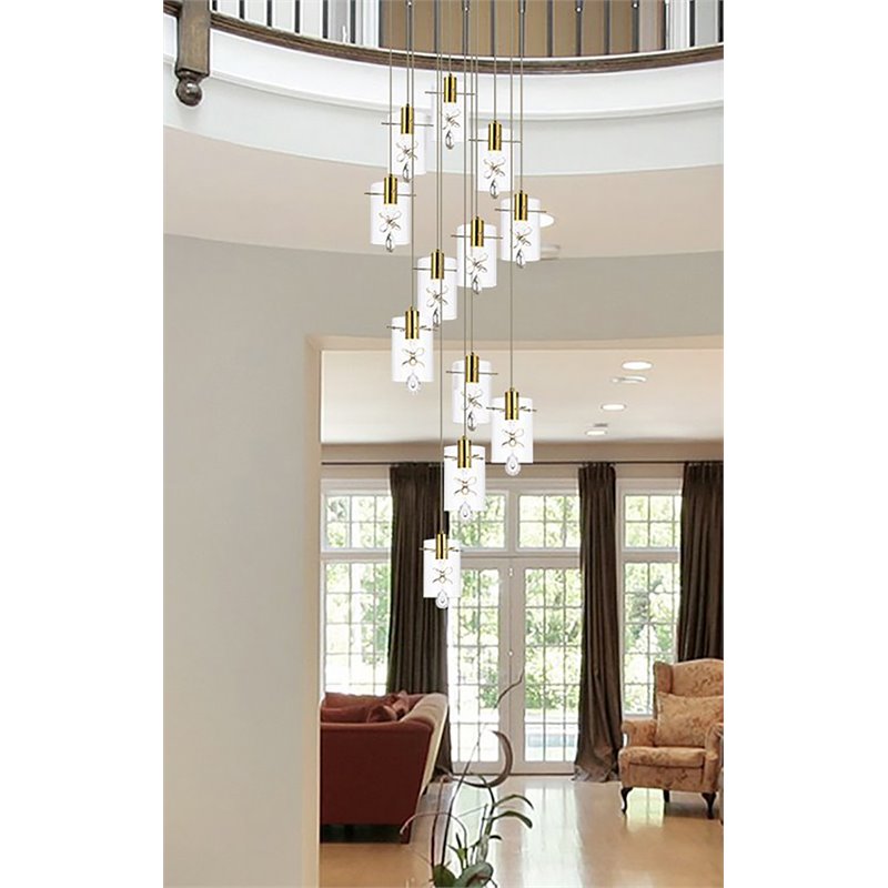 Elegant Lighting Hana 12-Lights Aluminum Glass and Metal Pendant in Gold